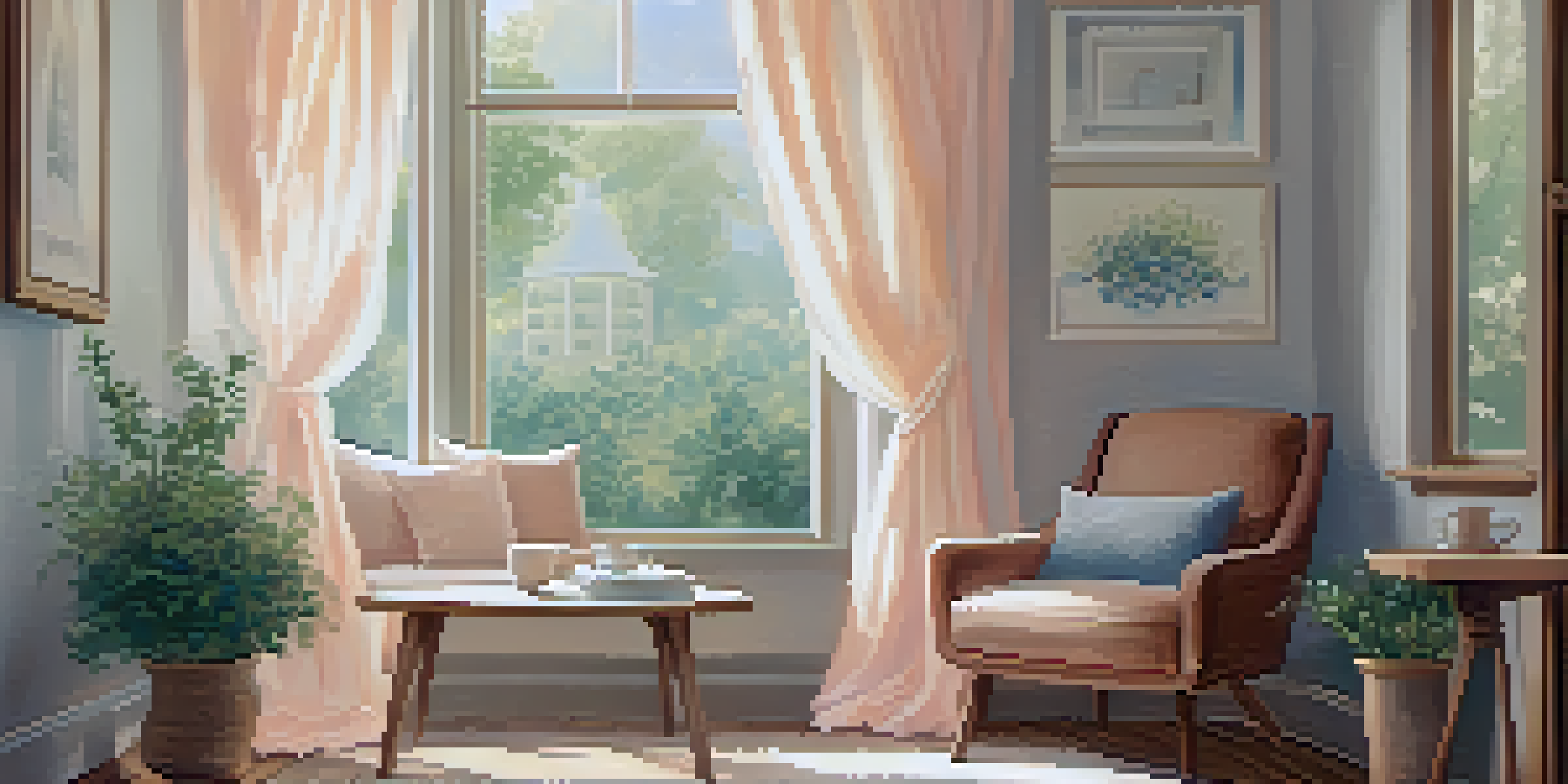 A pregnant woman sitting in a sunlit room, cradling her baby bump, with a cup of herbal tea on a table beside her.