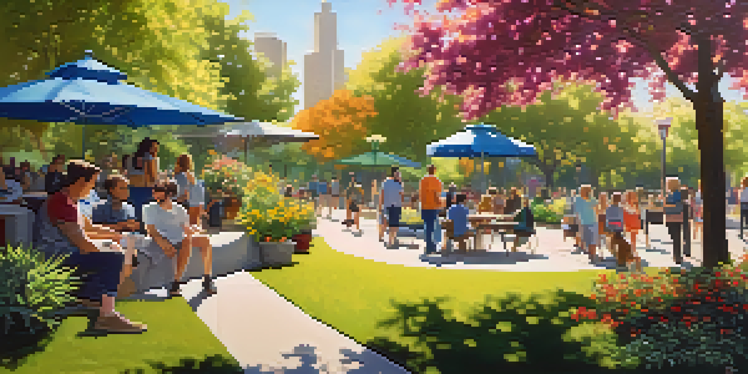 A lively park with people of different backgrounds enjoying the outdoors, featuring a designated marijuana consumption area surrounded by greenery.