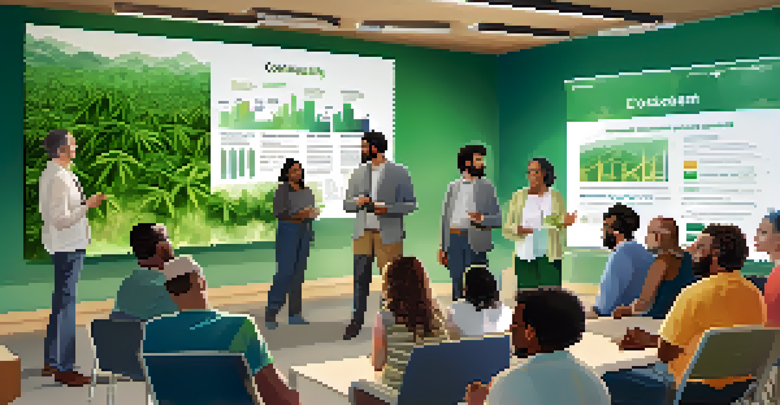 A community meeting discussing cannabis cultivation and air quality impact.