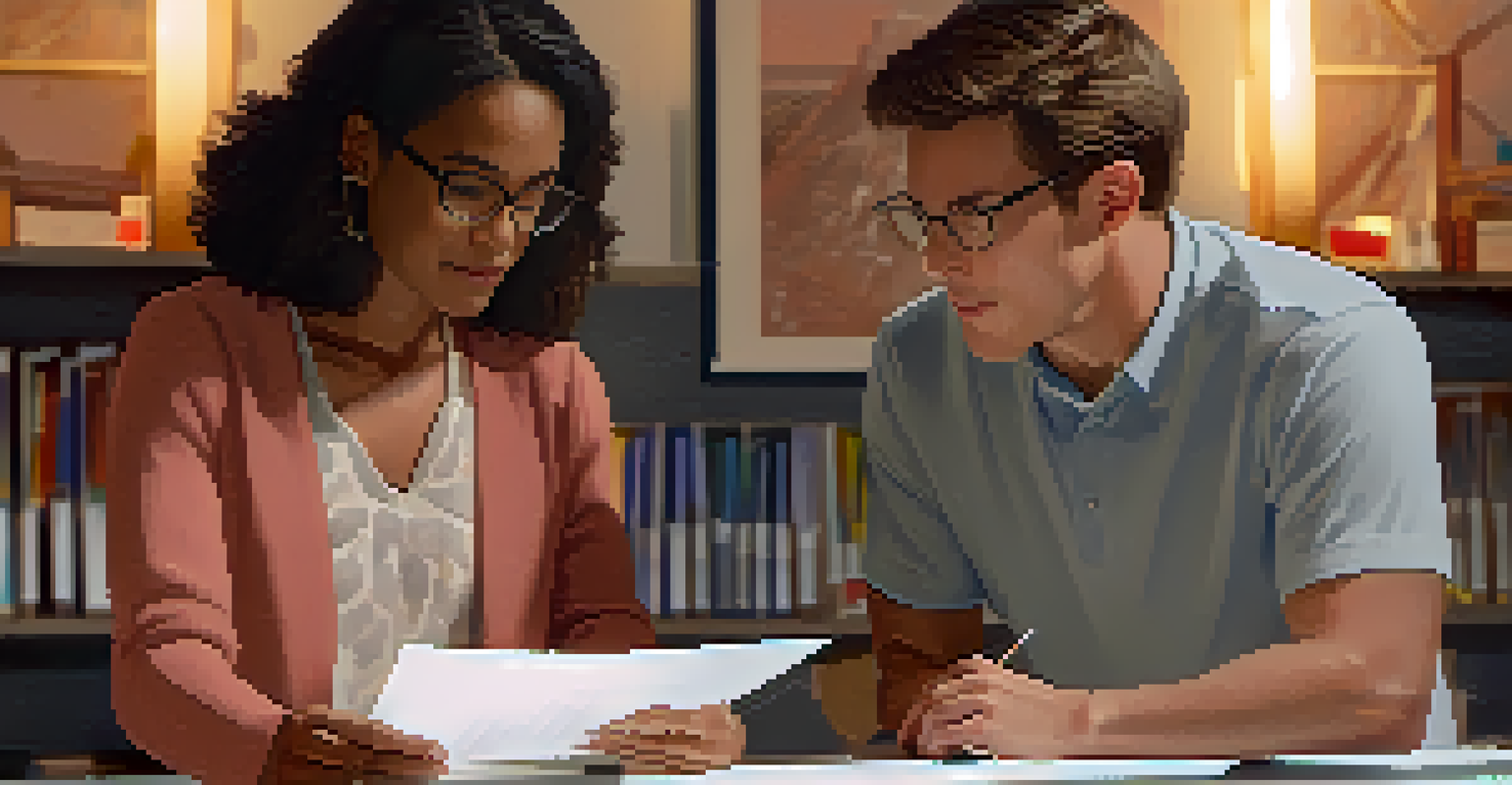 A researcher and participant closely reviewing a consent form together in a warm and inviting environment.