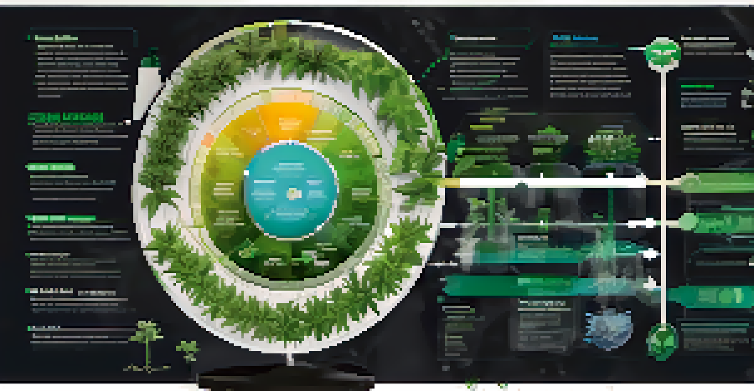 An infographic illustrating AI-assisted breeding in marijuana cultivation, featuring genetic data charts and evolving plant graphics.