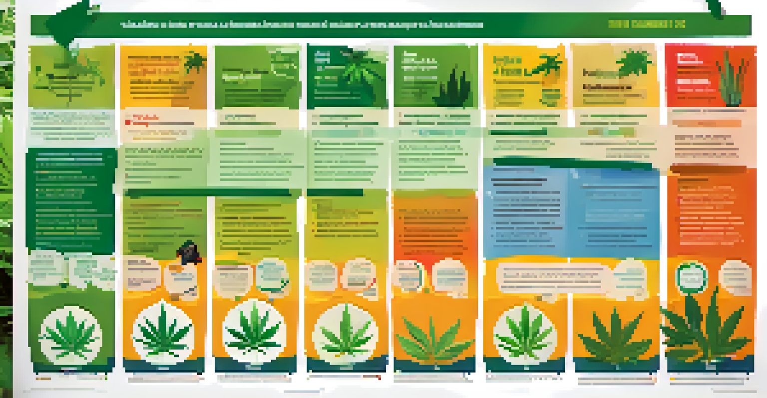 An educational poster about responsible cannabis use and public health, featuring infographics and illustrations in a community center.