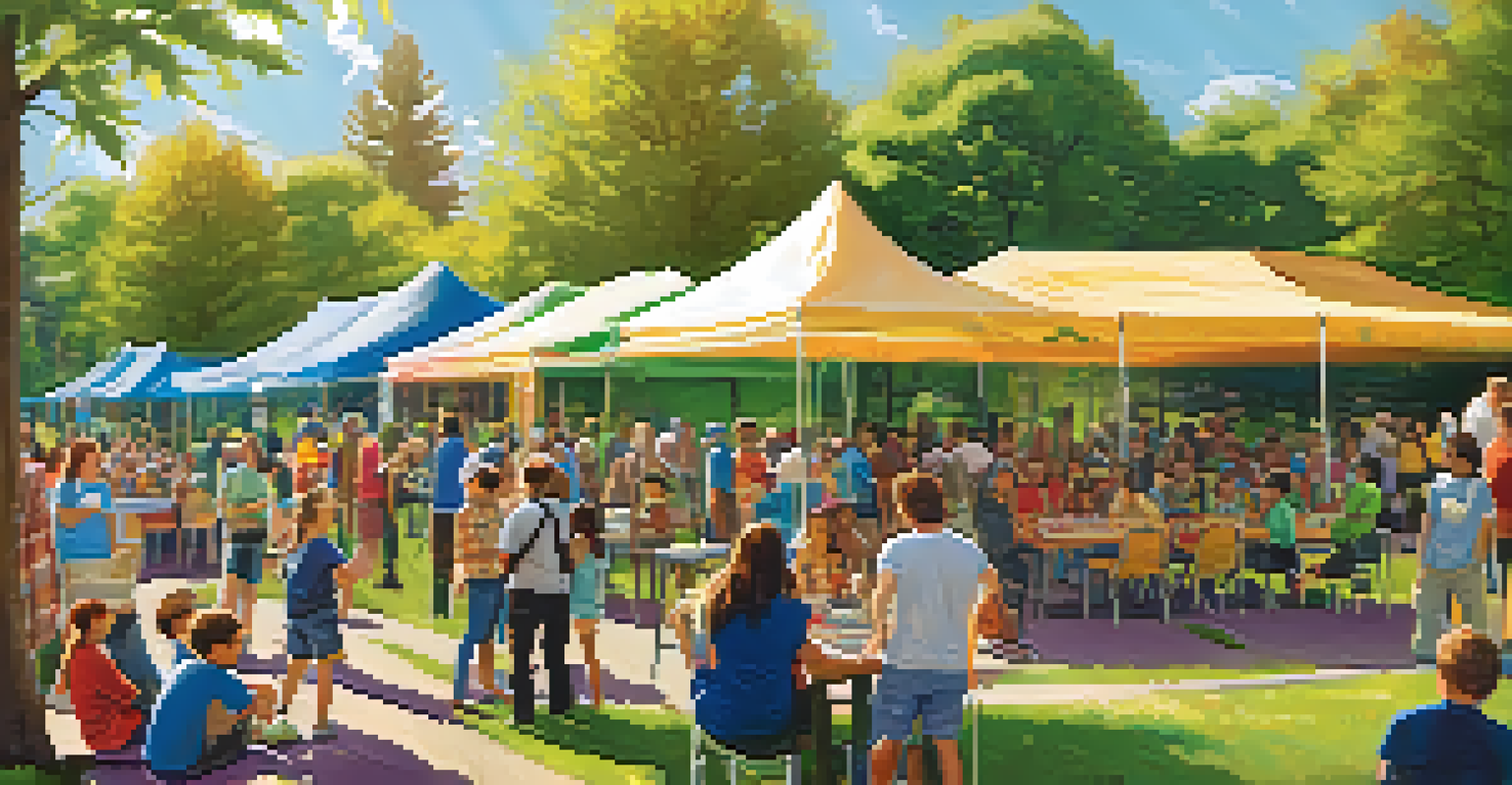 A grassroots advocacy event in a community park with booths and banners about marijuana legislation.