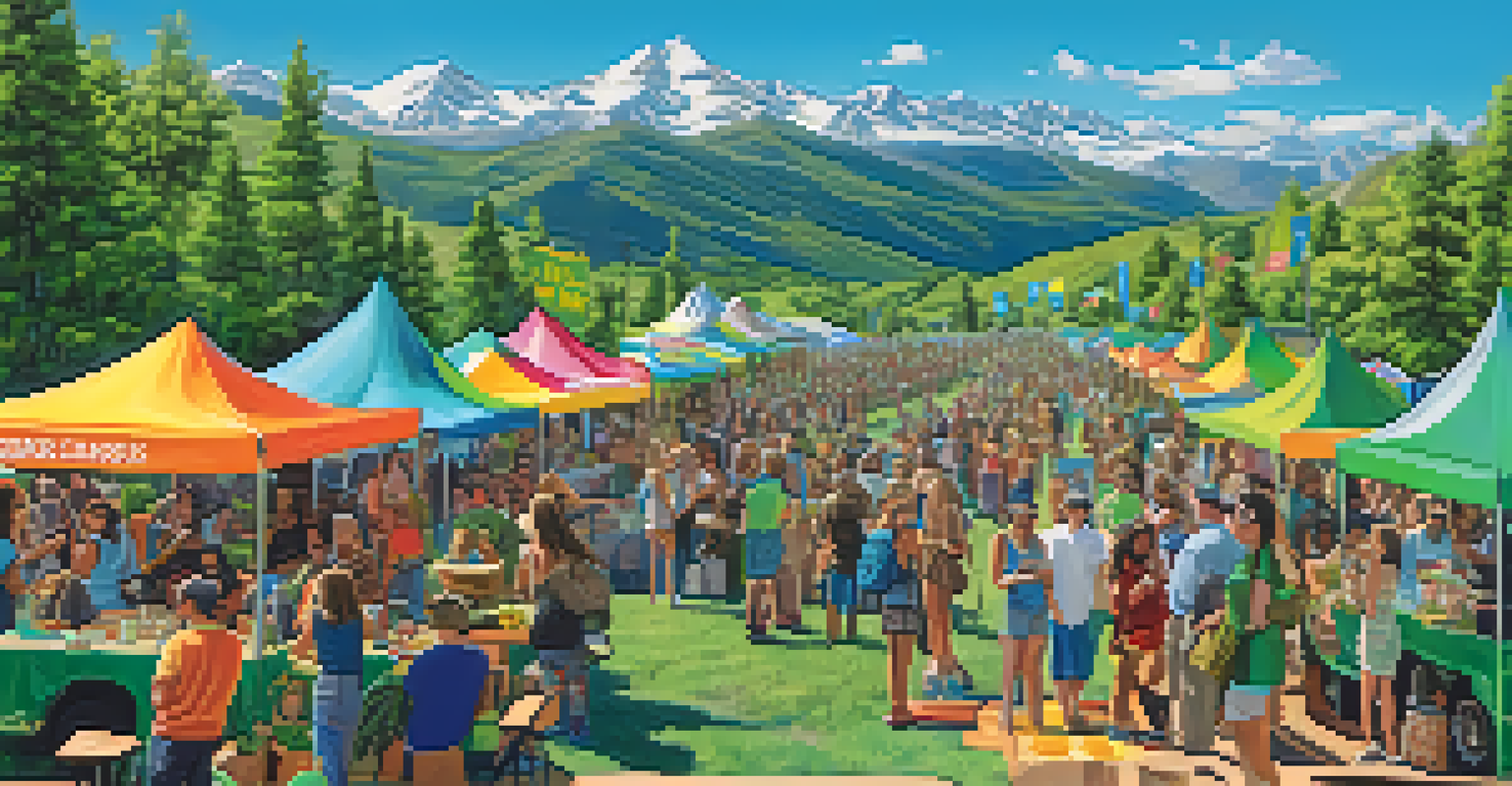 A community event in Colorado celebrating cannabis legalization with food trucks and educational booths.