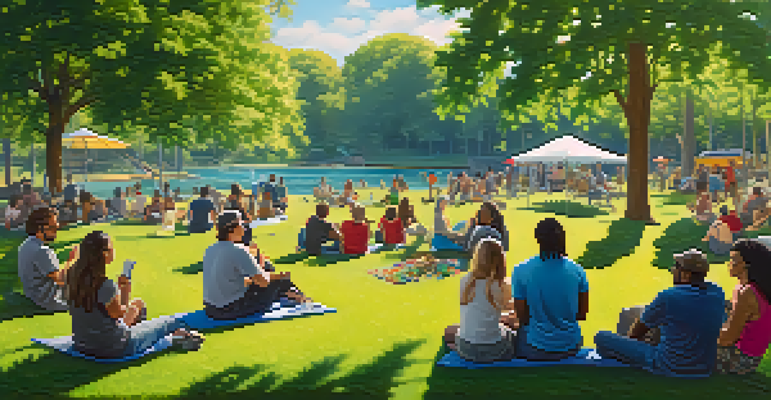 People enjoying a park on a sunny day, with one person discreetly using medical marijuana.
