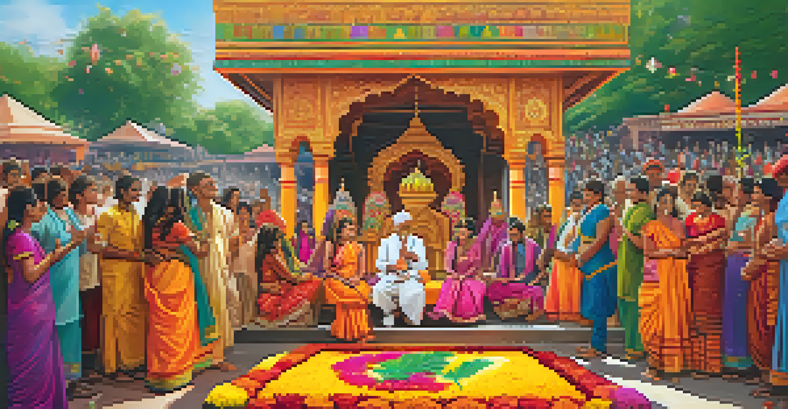 An Indian festival with colorful decorations and traditional attire celebrating cannabis.