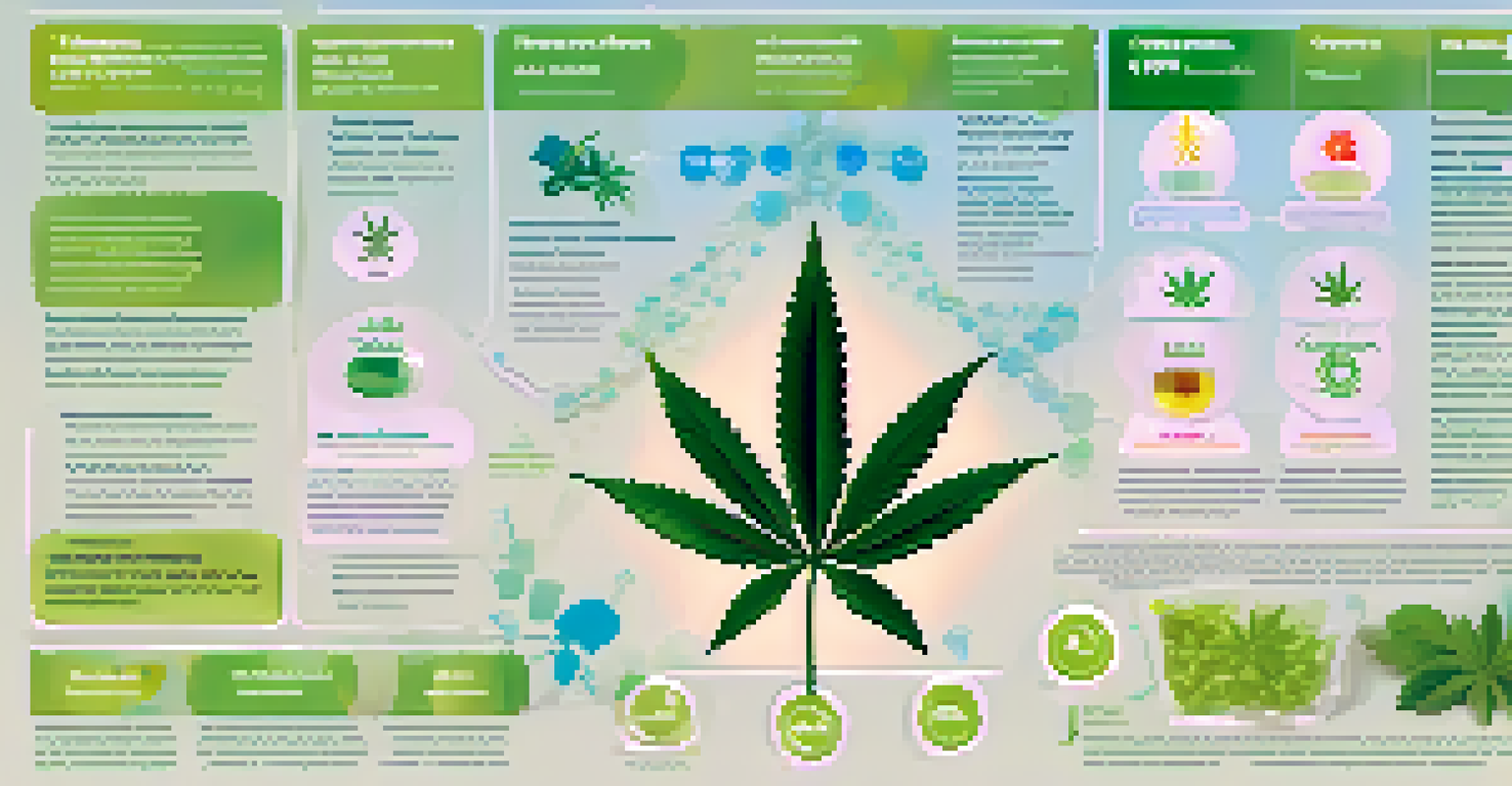 An infographic showing the chemical composition of marijuana with colorful labels and icons.