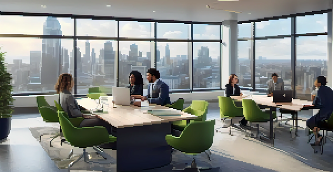 A diverse group of employees in a modern office discussing workplace safety and cannabis policies around a conference table.