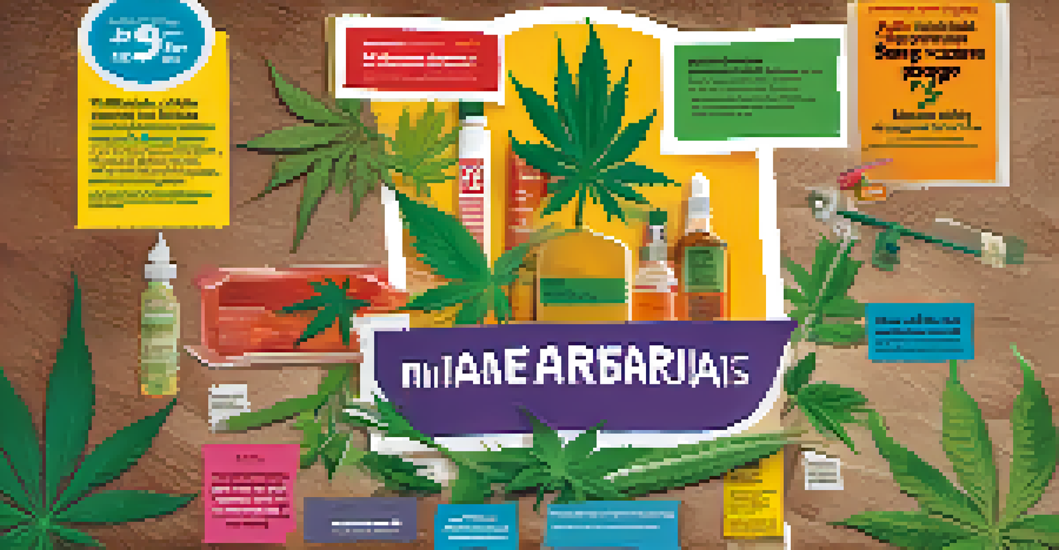 An educational public health campaign poster on safe marijuana usage, featuring illustrations and a checklist, designed to educate the community.