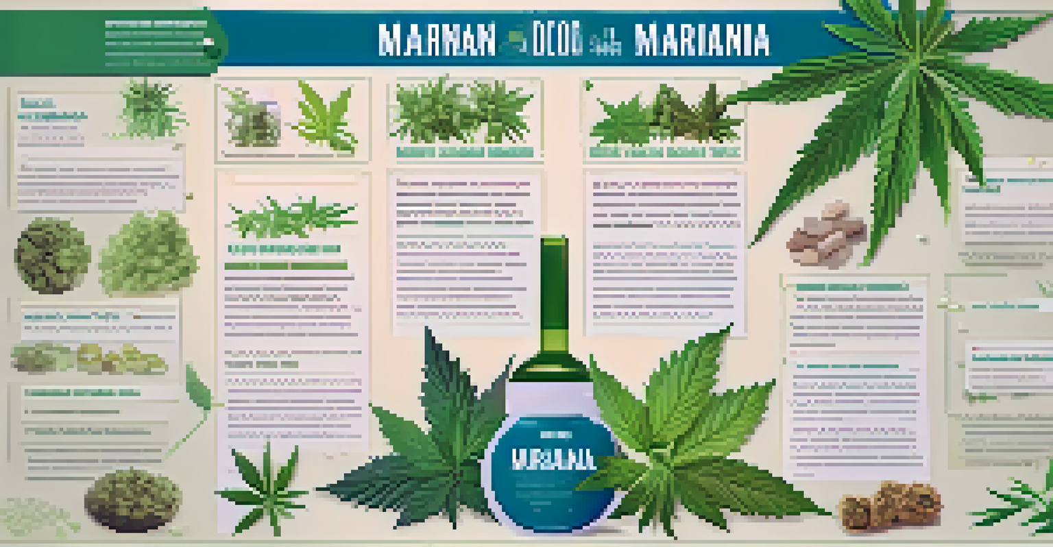 An infographic displaying the medicinal uses of marijuana, highlighting health benefits with images and icons.