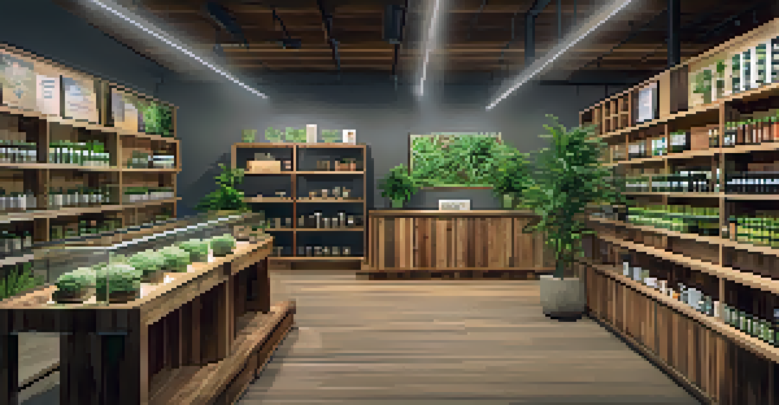 A warm and inviting interior of a marijuana dispensary with neatly arranged products and friendly staff.