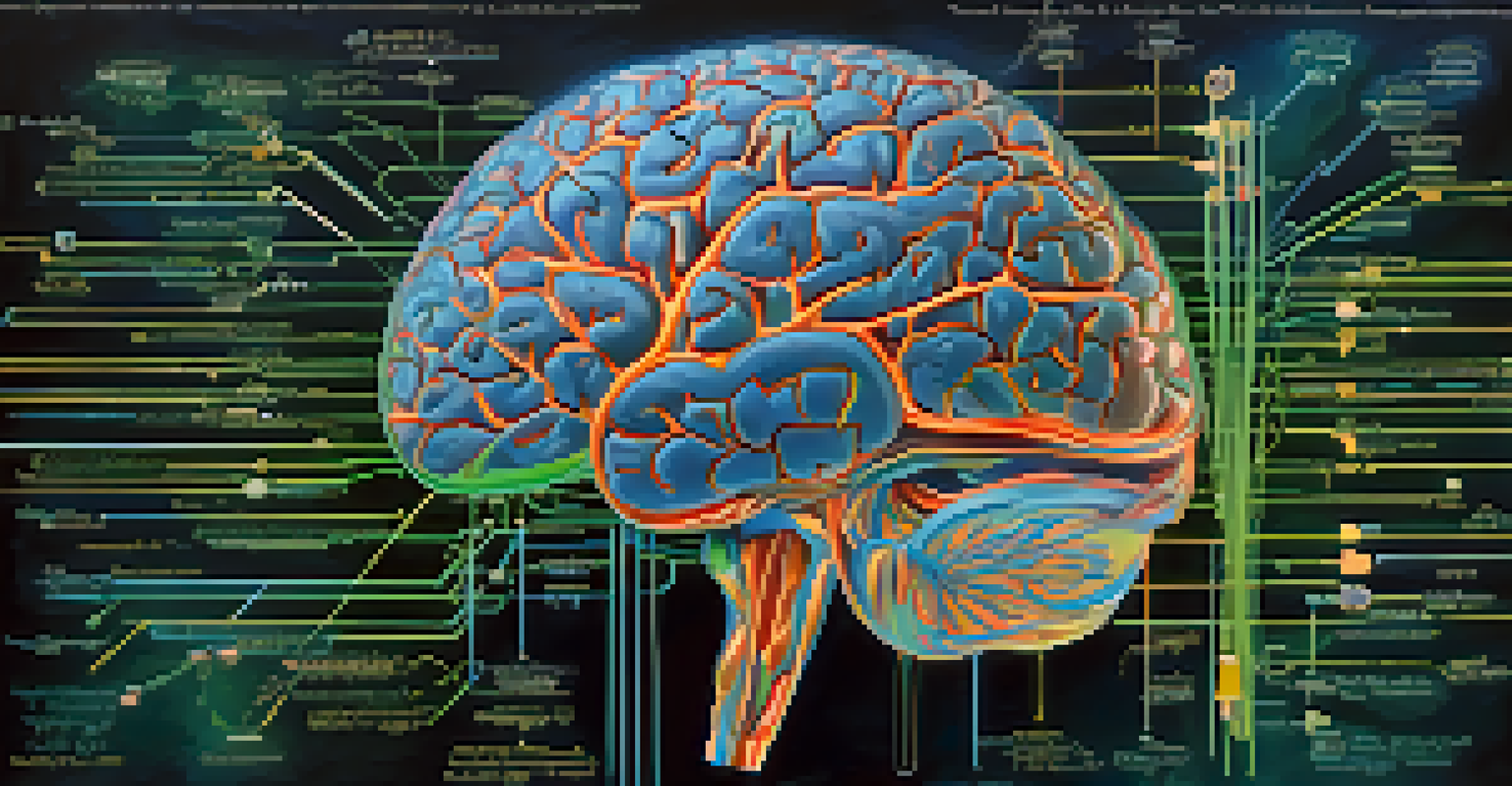 An artistic depiction of the brain highlighting CBD and THC effects on sleep with calming colors.