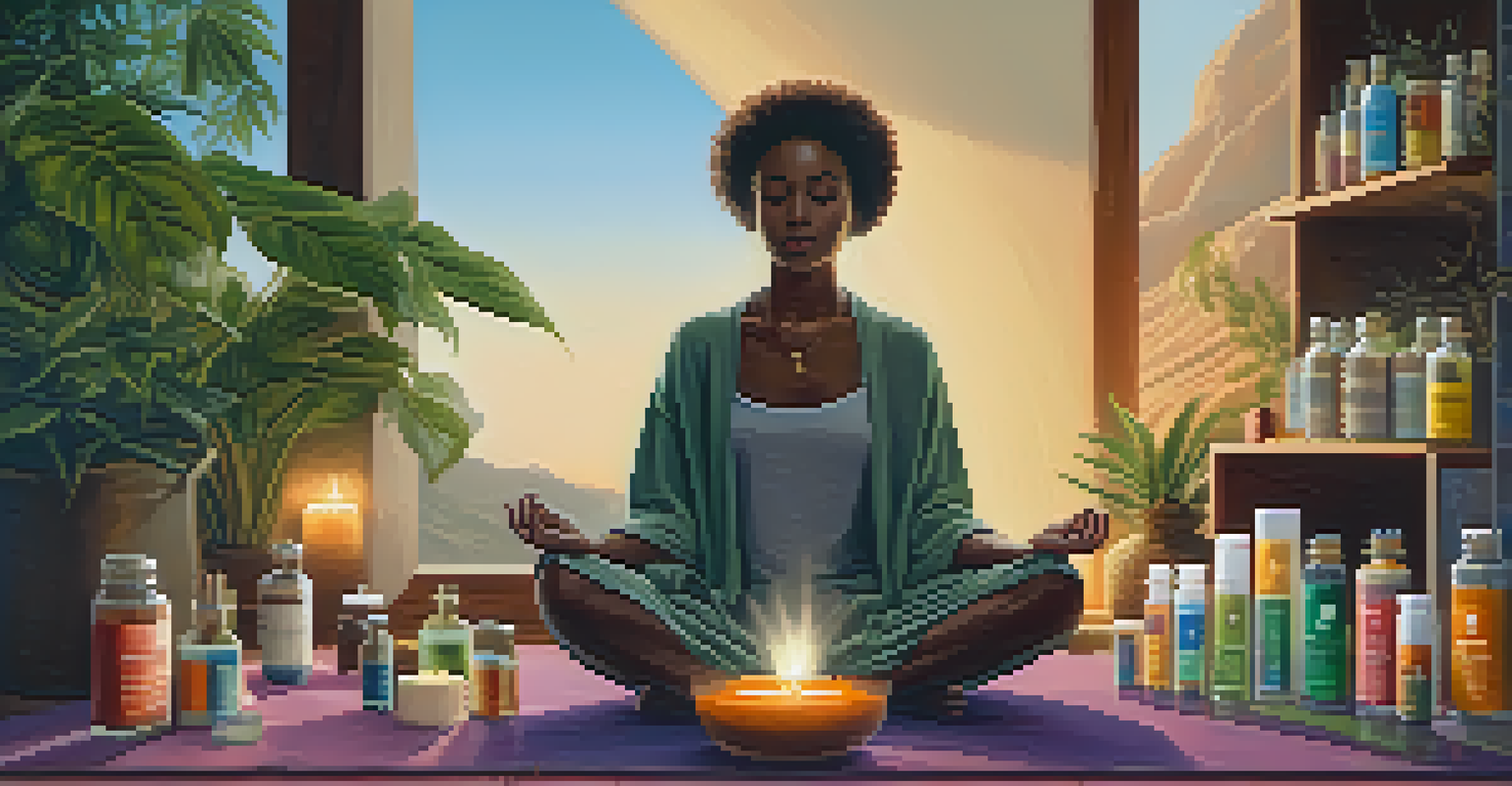 A split image showing a person meditating with CBD and having fun with THC.