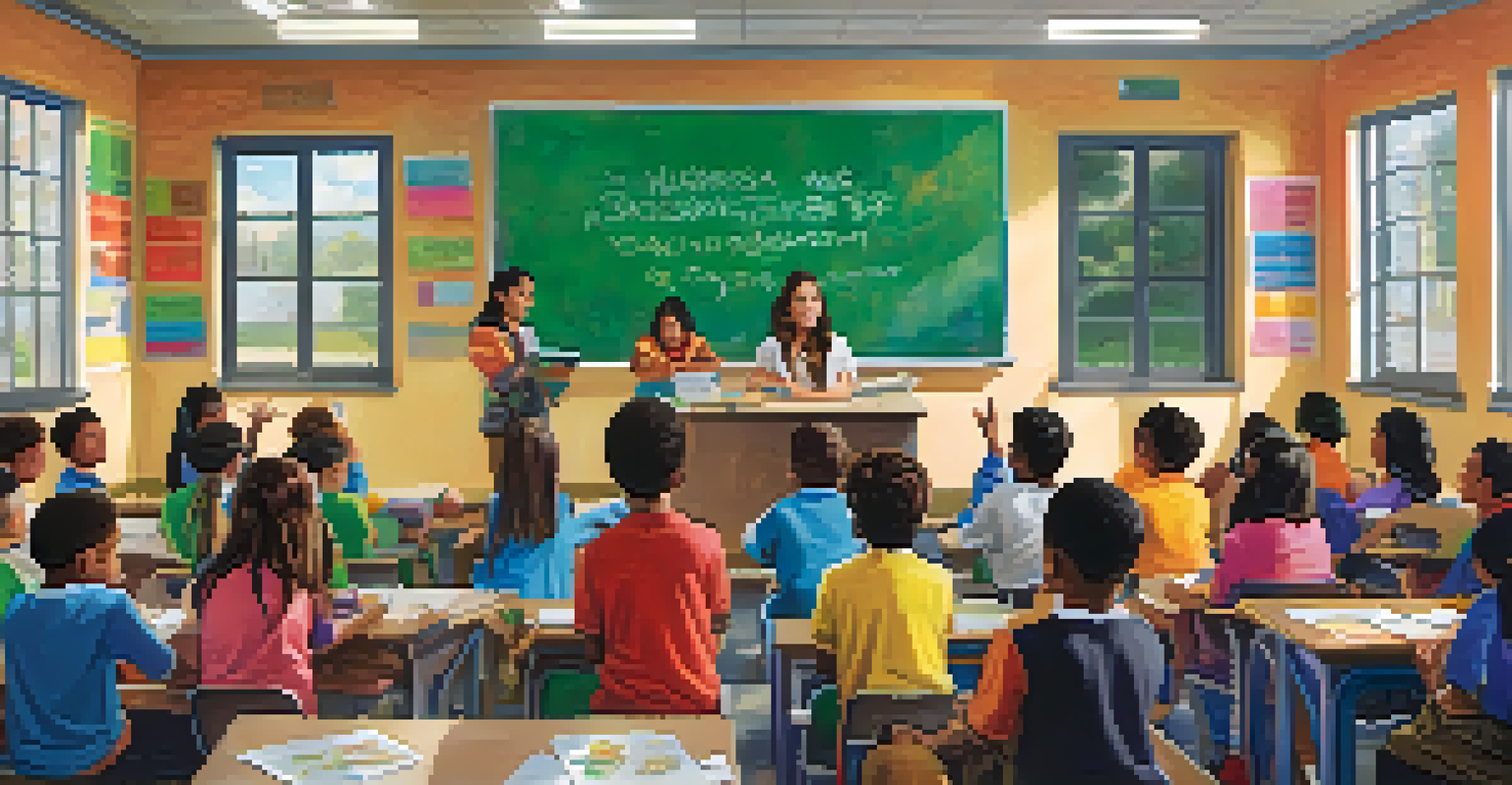 Students participating in a drug education program in a lively classroom.