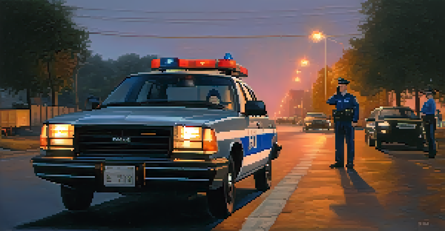 A police officer performing a roadside check with a serious expression, emphasizing road safety.
