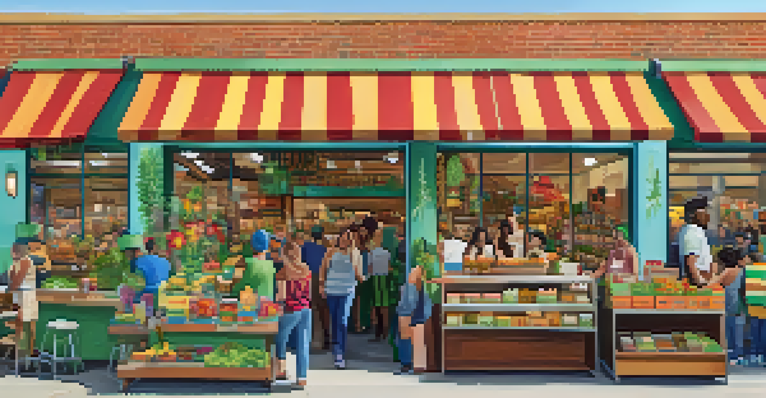 A community event outside a marijuana dispensary with vendors, families, and festive decorations creating a lively atmosphere.