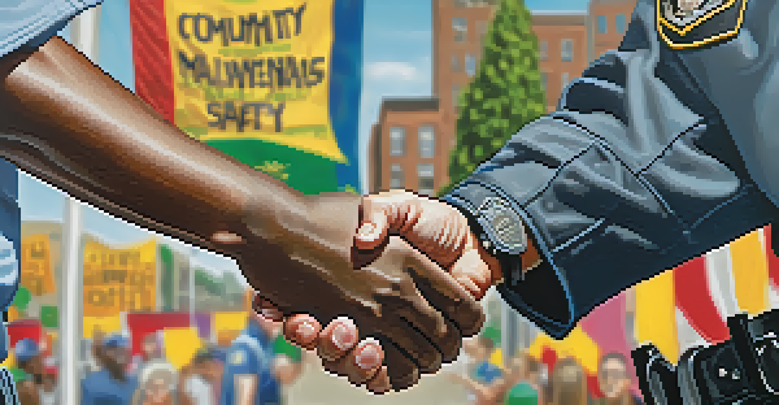 A handshake between a police officer and a resident, symbolizing trust and partnership in community policing.