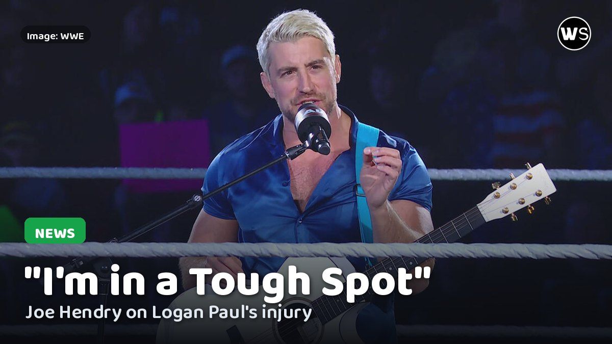 Joe Hendry with an acoustic guitar on WWE Raw