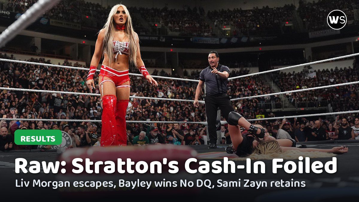 Tiffany Stratton stands over Liv Morgan with her Money in the Bank briefcase on Raw, October 26, 2026