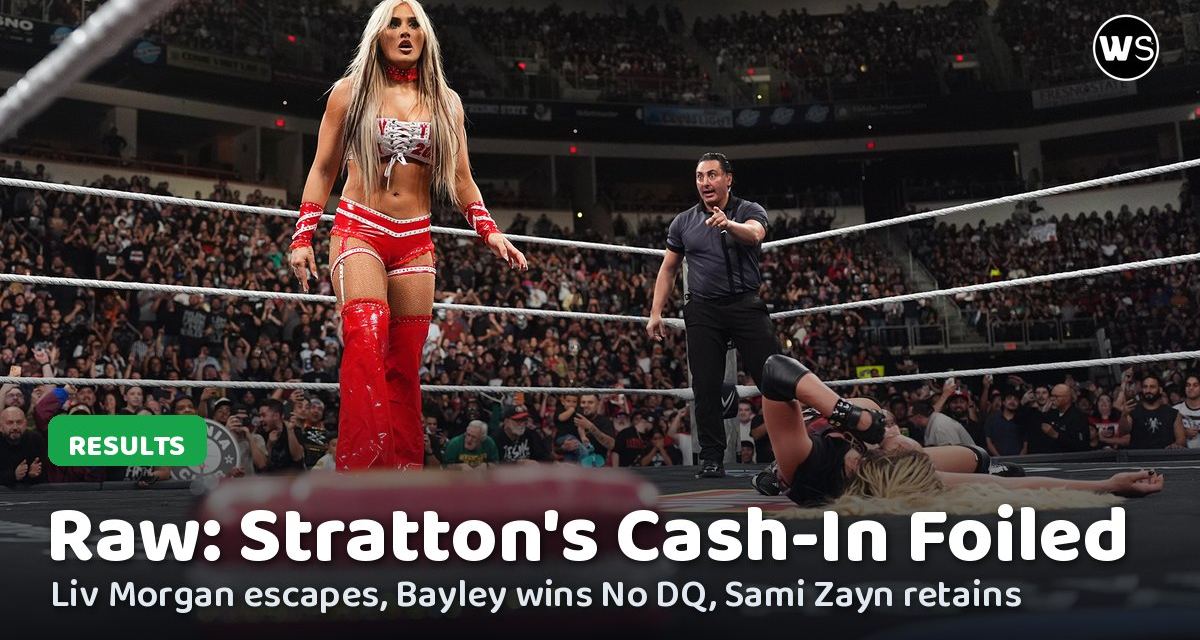 Tiffany Stratton stands over Liv Morgan with her Money in the Bank briefcase on Raw, October 26, 2026