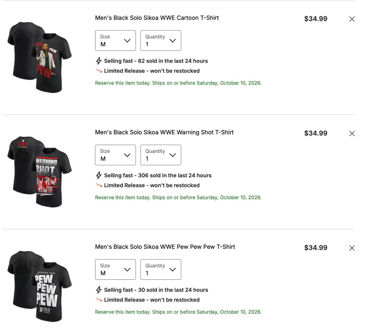 Solo Sikoa’s “Warning Shot” T-Shirt sales