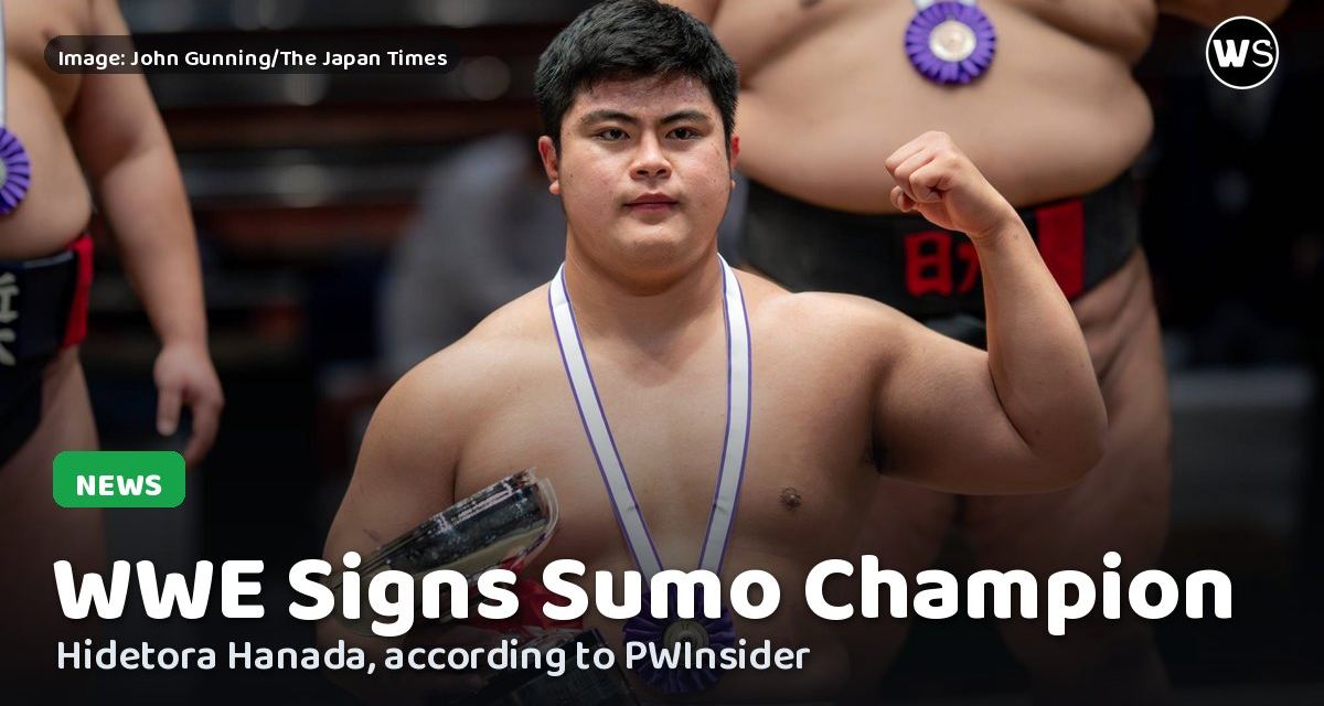 Hidetora Hanada with his trophy after winning an amateur sumo championship