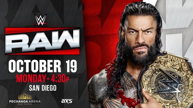 WWE Raw preview graphic for October 19, 2026 in San Diego