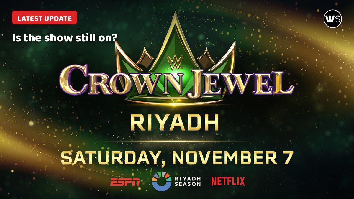 WWE Crown Jewel 2026 Riyadh poster with a Latest Update label