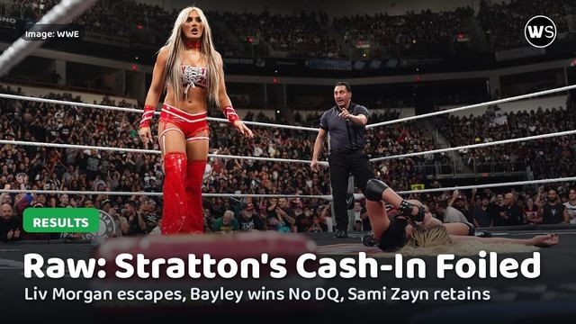 Tiffany Stratton stands over Liv Morgan with her Money in the Bank briefcase on Raw, October 26, 2026