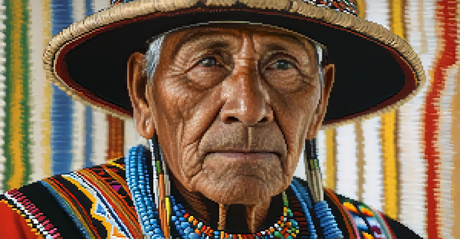 A detailed portrait of a Seminole elder in traditional clothing with beadwork, emphasizing their wise expression and cultural heritage.