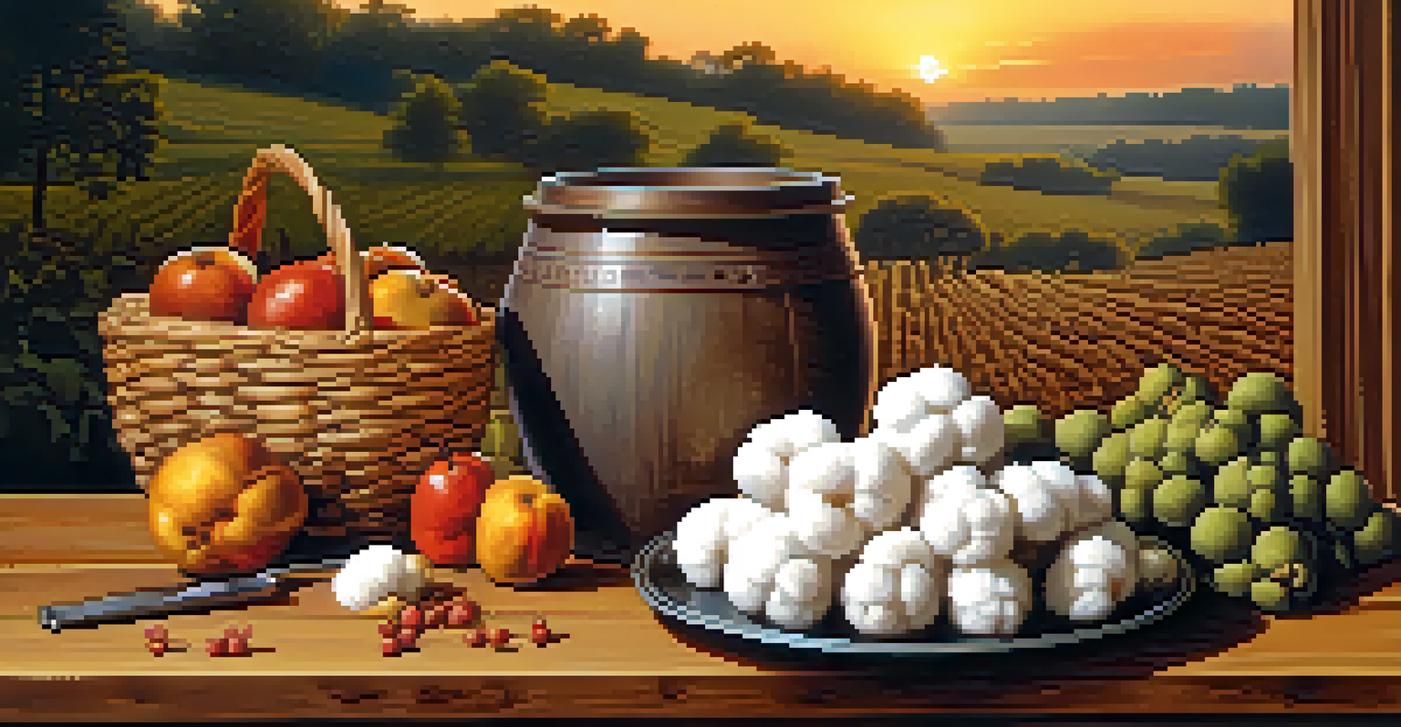 A still life of Florida's agricultural products during the Civil War, featuring cotton, beef, and timber on a wooden table.