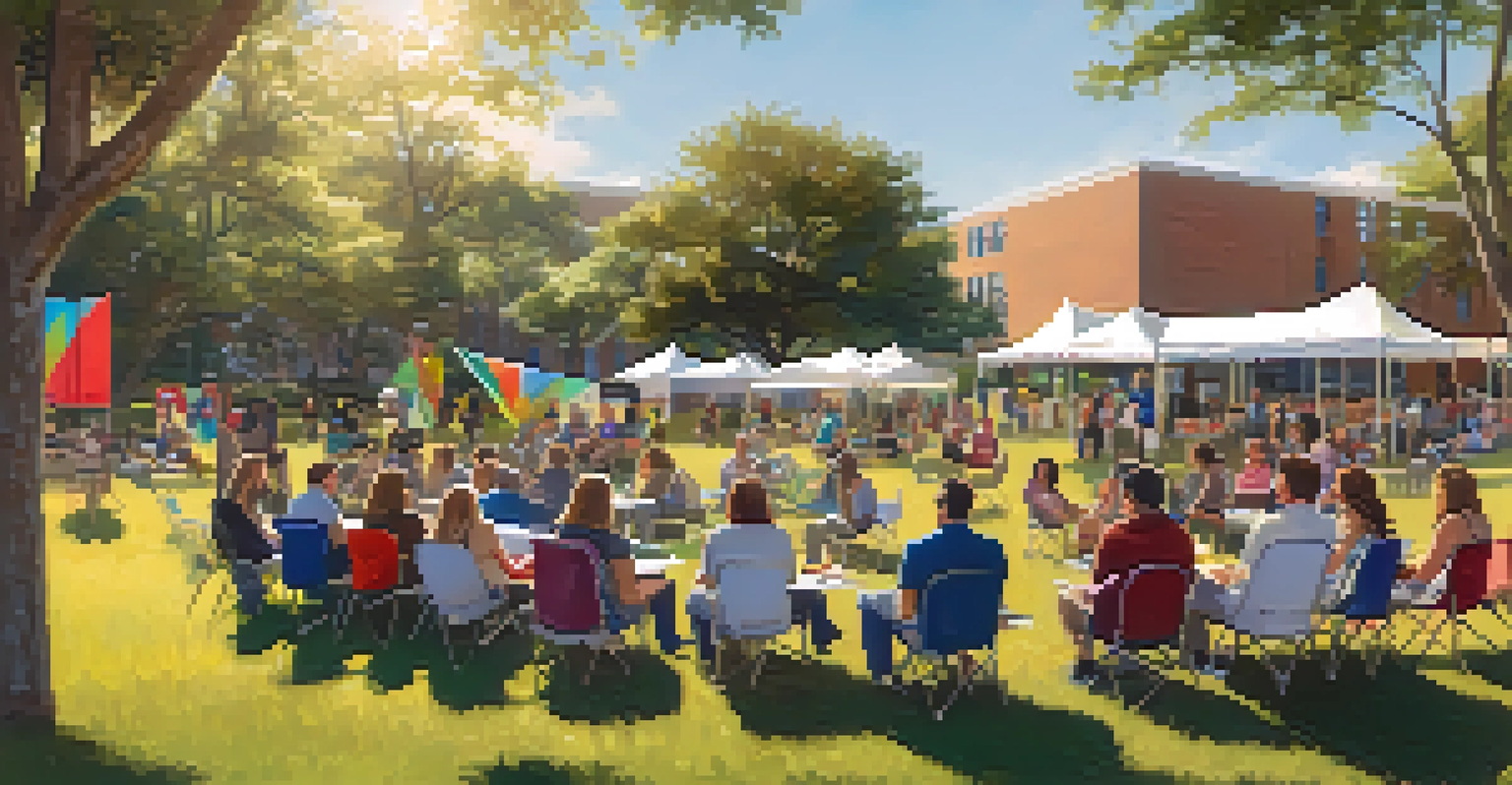 An outdoor community engagement workshop at Florida State University with researchers presenting to an audience.
