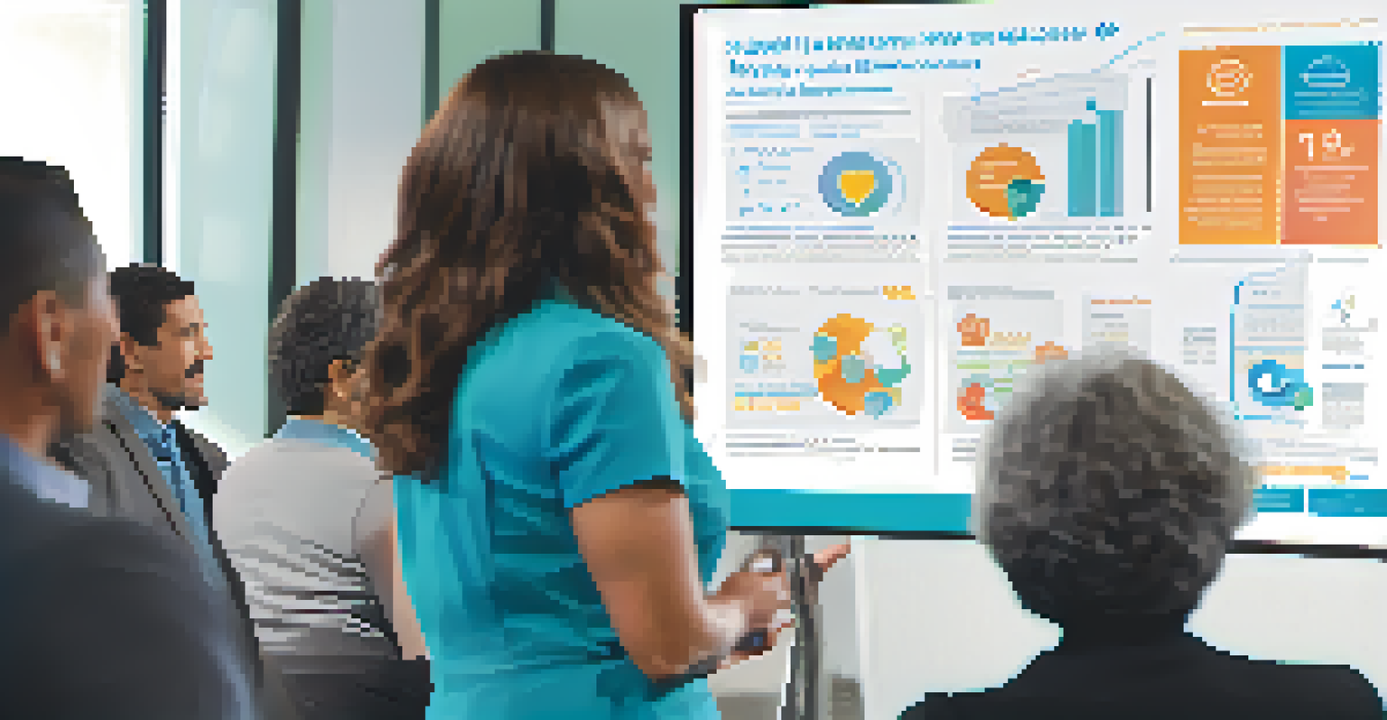 A Hispanic woman entrepreneur presenting her health tech solution at a conference, with prototypes on display and an engaged audience.