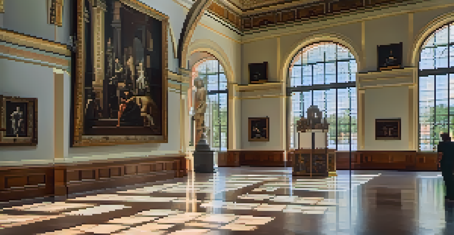 The interior of the Ringling Museum of Art showcasing Renaissance art, with sunlight illuminating the gallery and visitors admiring the artworks.