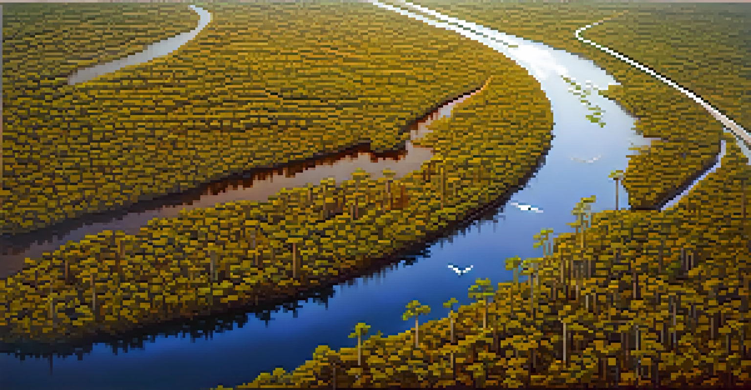 Aerial view of Big Cypress National Preserve showing swamp patterns and cypress trees under a clear sky.