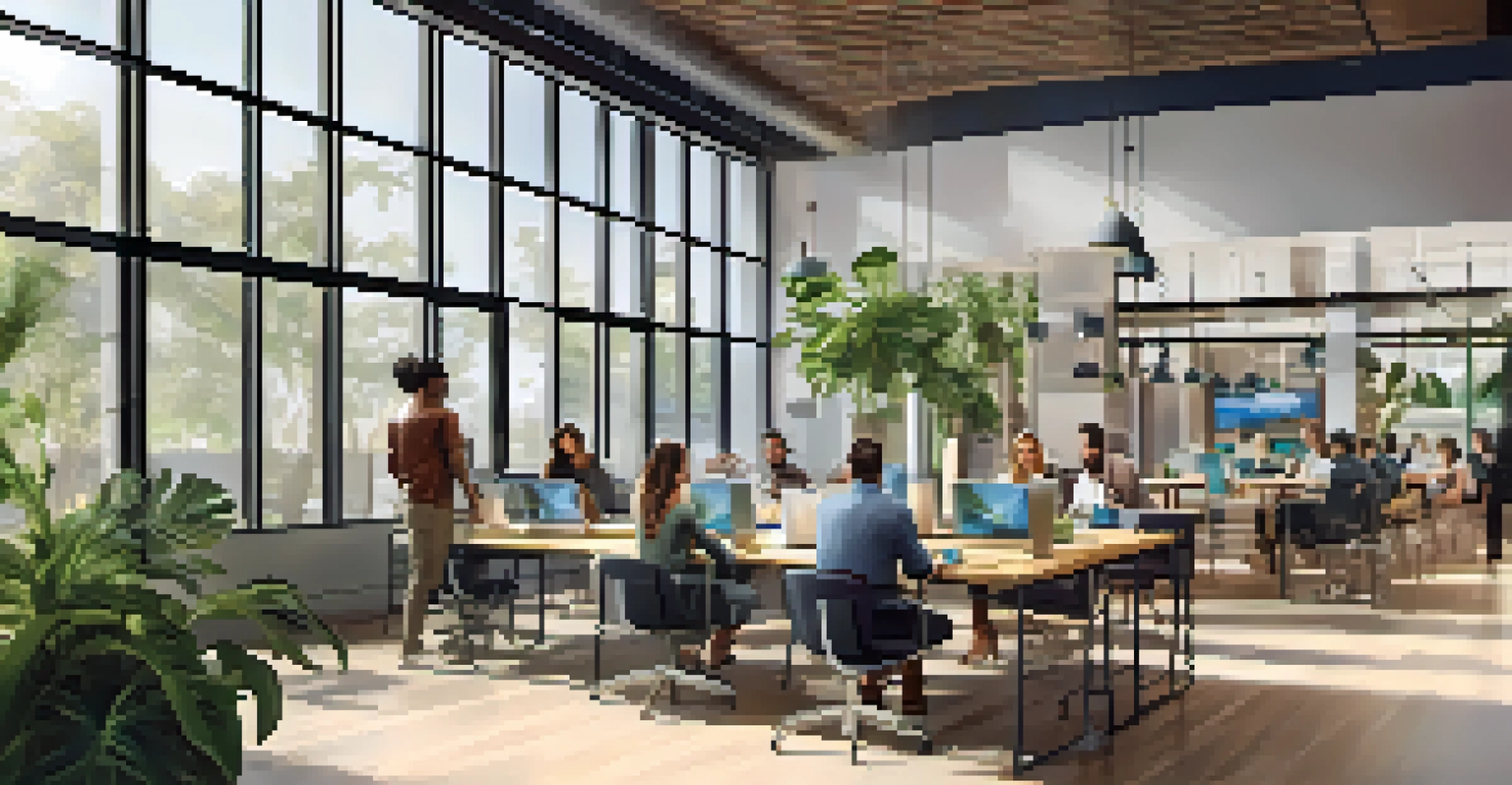 A contemporary coworking space in Florida with professionals working and collaborating.