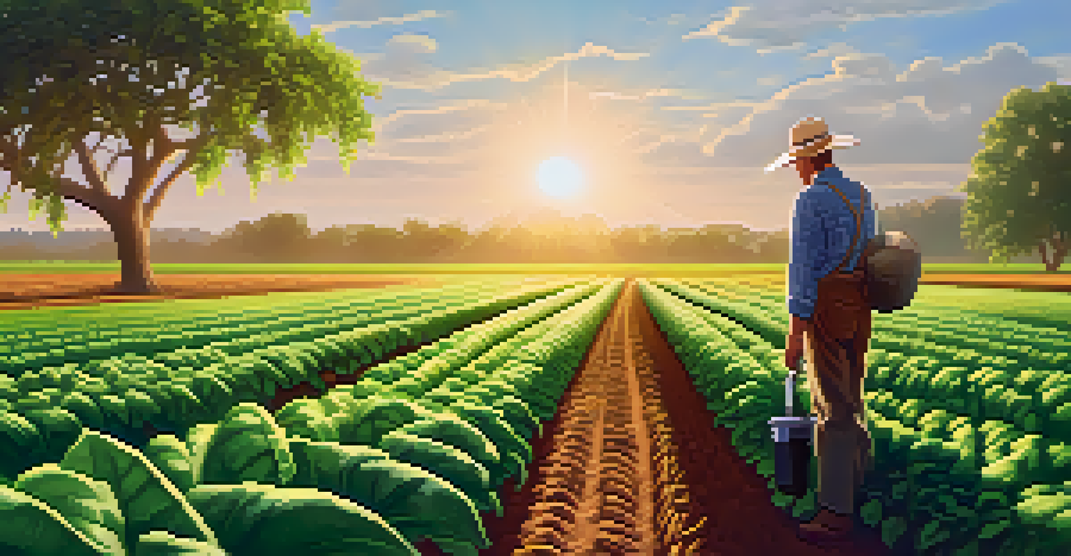 A farmer using smart irrigation technology in a lush Florida crop field, demonstrating efficient water usage in agriculture.