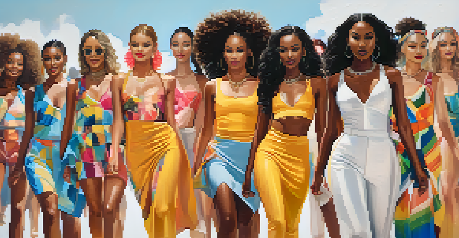 A diverse group of models on the runway celebrating inclusivity at Florida Fashion Week, showcasing various styles and colors.