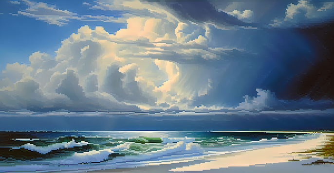 Aerial view of a coastal Florida landscape during hurricane season with swirling clouds and blue ocean waters.