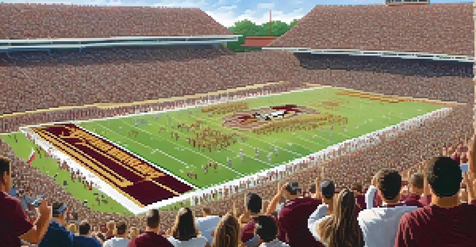 A thrilling football game at Florida State University with fans cheering and players in action on the field.