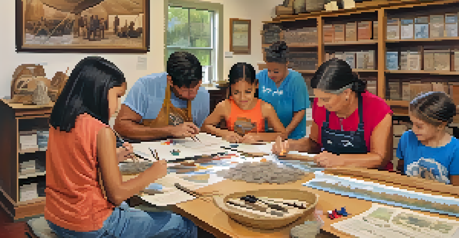 A community workshop at a historical society where people are engaged in activities related to Florida's history.