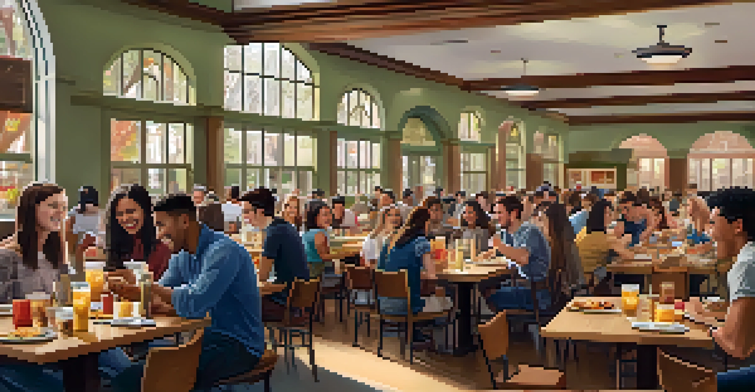 A dining hall at Florida State University where students are enjoying meals together, showcasing a sense of community.