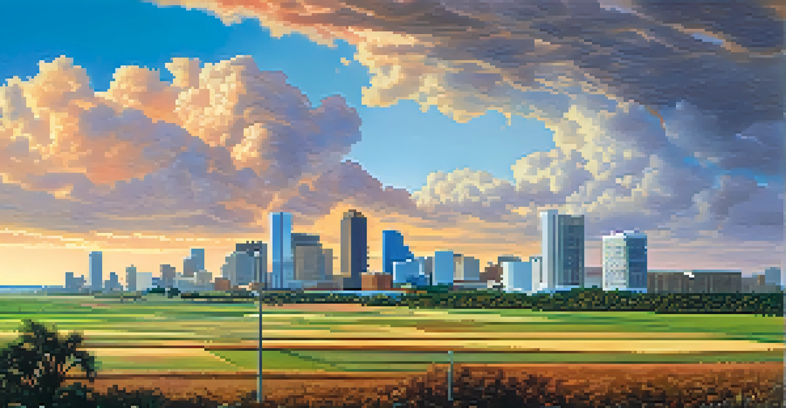 A split scene showcasing Florida's rural farmland on one side and an urban skyline on the other, representing the state's diverse political landscape.