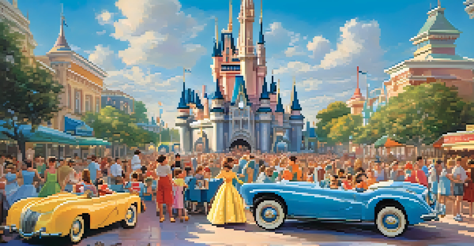 Families enjoying attractions at Walt Disney World with Cinderella Castle in the background.