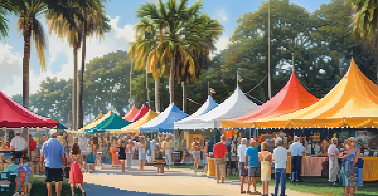 A community festival at the Edison and Ford Winter Estates, with tents and people enjoying activities.