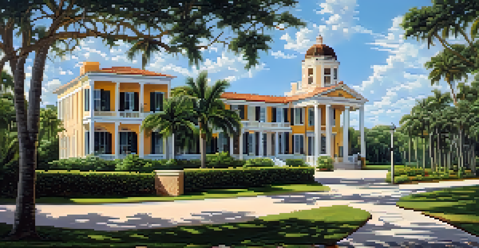 A coastal historical site in Florida with a preserved colonial building surrounded by greenery and blue skies.