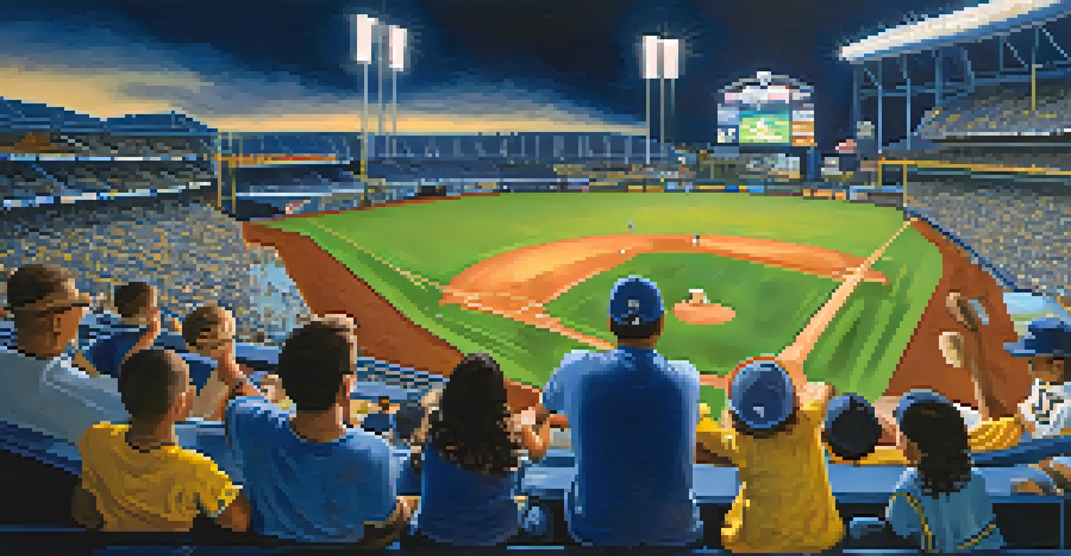 A family at the Tampa Bay Rays game, smiling and cheering in a vibrant stadium setting.