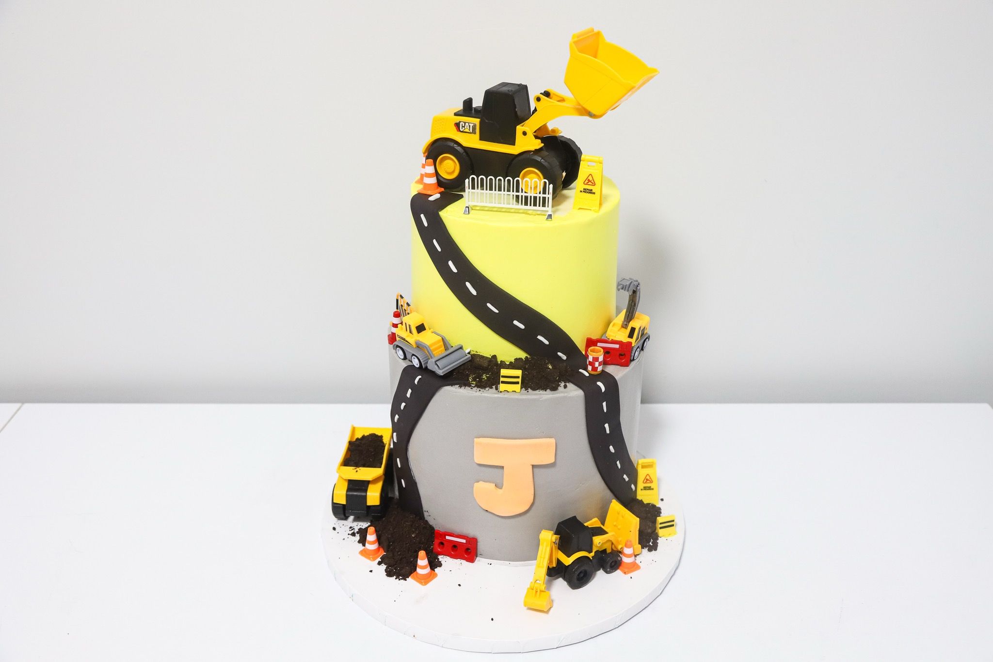 Construction Site Two-Tier Birthday Cake