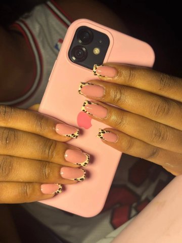 Structured builder gel overlay on natural almond nails with glossy finish