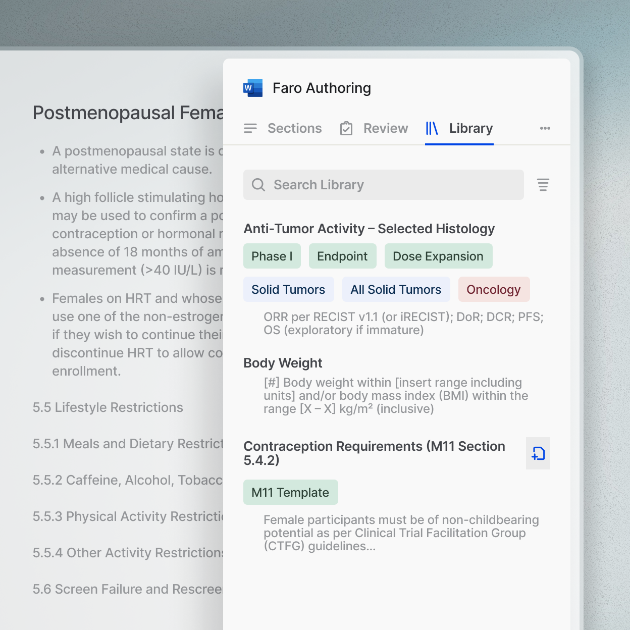 Faro accelerates the process of drafting protocols, reducing time, minimizing inconsistencies, and streamlining effort across every study.